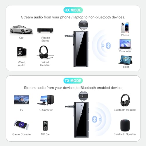 Creative.c Bluetooth Aux Adapter Compatible with PlayStation Portal Remote Player 5.1 Transmitter and Receiver 2 in 1 Wireless 3.5mm, Car TV Home Stereo System Headphones by Creative.C - Image 6