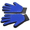 Upgrade Efficient Pet Hair Remover Gloves – Gentle Shedding Brushes for Dogs, Cats & Horses with Long and Short Hair – 1 Pair (Blue)