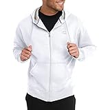 Champion mens Powerblend Fleece Full Zip Hoodie, C Logo, White-407D55, Medium