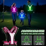 Samlior LED Reflektierende Laufweste, 5 Farben 3 Lichtmodi Wiederaufladbare USB Lauflicht, LED Running Reflektoren, Verstellbare Leuchtweste für Laufen Gehen Radfahren in der Nacht (Rosa)