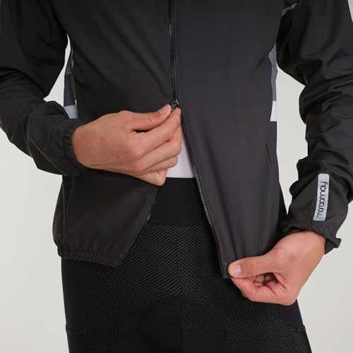 Jaqueta Corta Vento de Ciclismo Masculina Márcio May Sport Preta com Detalhes Cinza Chumbo