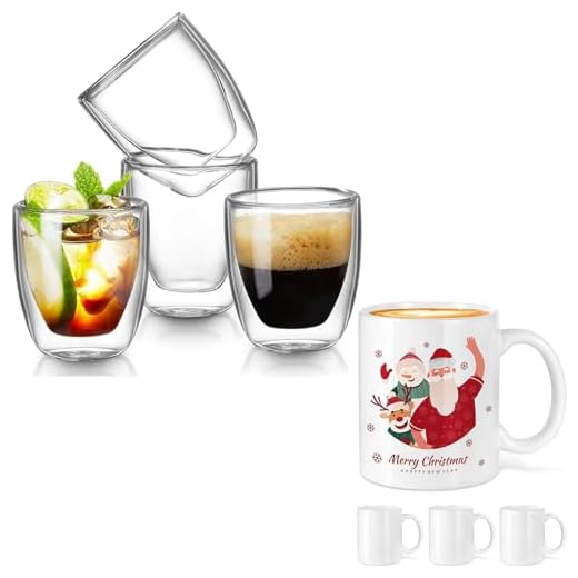 Gencywe White Sublimation Mugs Set of 8, Made in USA 12 oz Sublimation Mugs Blank, Classic Drinking Cups with Handles, DIY Porcelain Coffee Mugs for Latte, Coffee, Tea