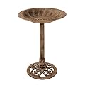 Pure Garden 50-LG1074 Weather Resistant Birdbath with Vintage Resin Bird Bath with Antique Design-Bronze