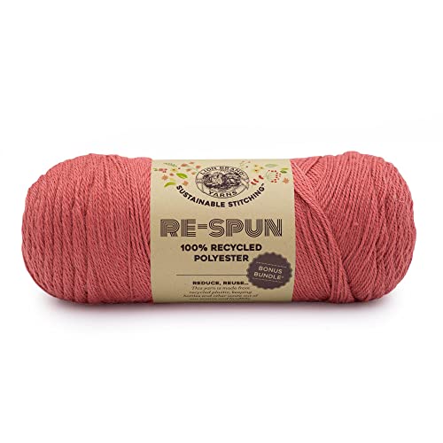 Lion Brand Yarn, Re-Spun Bonus Bundle Bulky Yarn, Cranberry, Red, 1 Pack