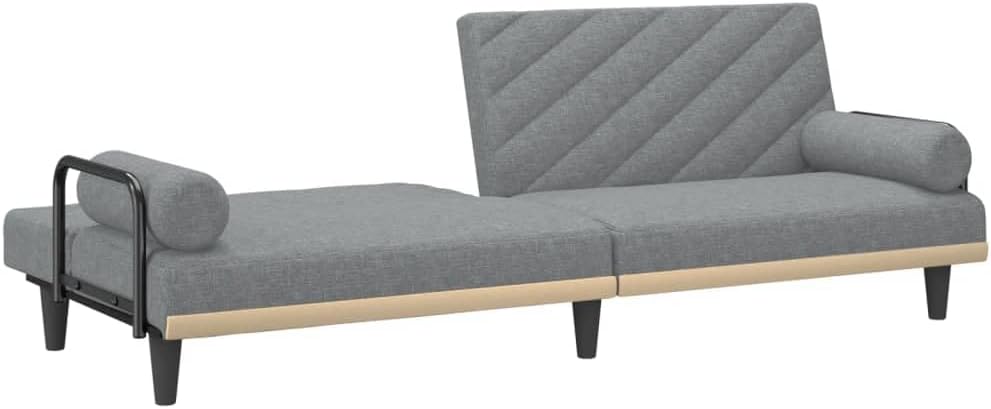 Sofa Bed Light Grey Polyester Living Room Furniture