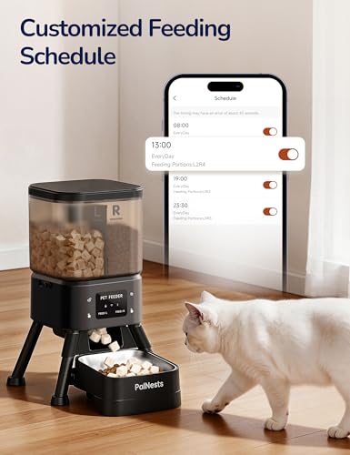 Dual Chamber Automatic Cat Feeder 4L, Dry/Treat Portion | Smart WiFi Pet Food Dispenser 4L with 2.4&5G WiFi App, Custom Schedule & Portion Control for Dry Food and Treats, Black - Image 4
