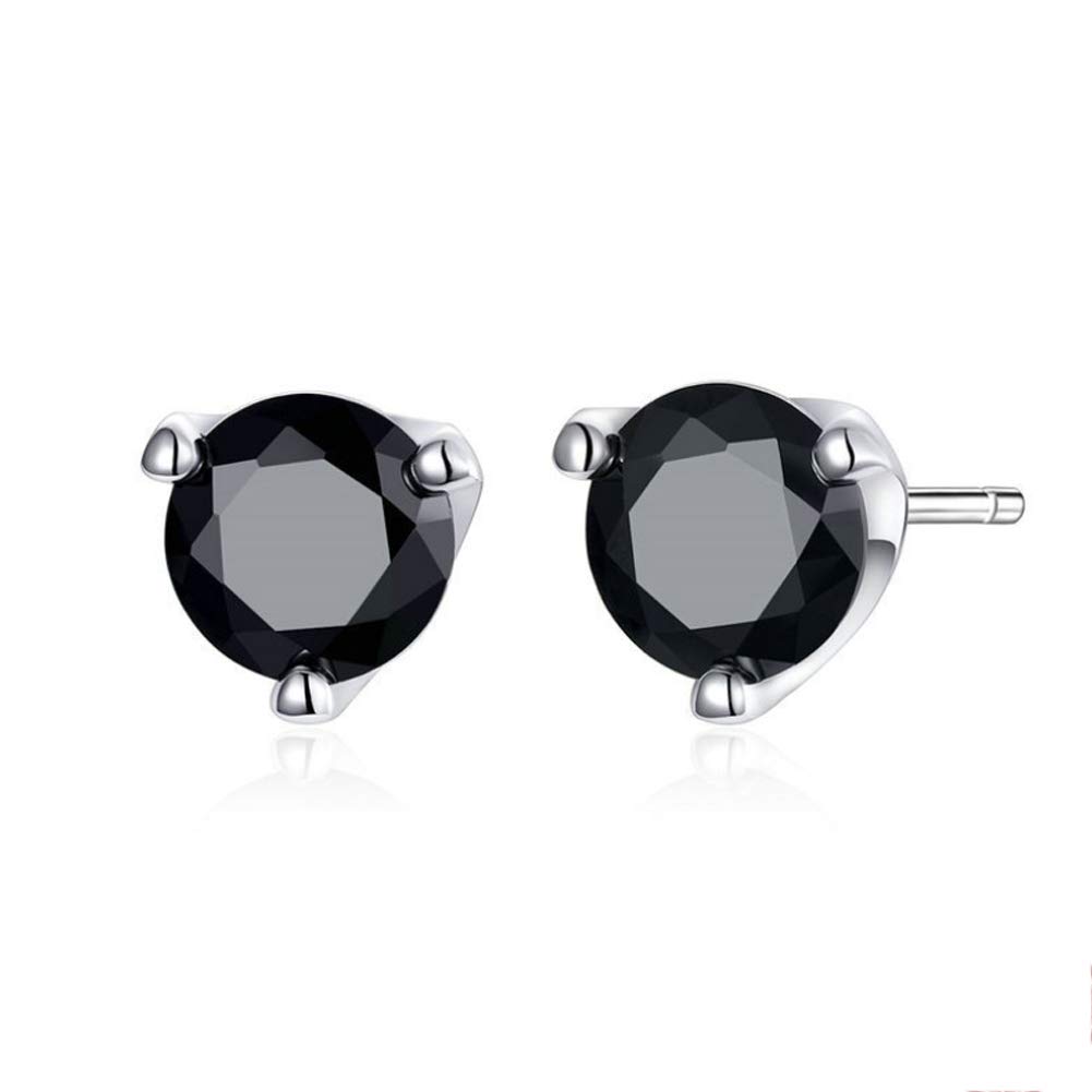 CMBSSTFC Damen-Ohrringe aus 925er-Sterlingsilber, schwarzer Zirkonia, Herren- und Damen-Ohrstecker, Vintage-Stil, runde Ohrhänger, Hebelverschluss