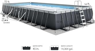 Intex 32' x 16' x 52" Ultra XTR Rectangular Outdoor Swimming Pool Set with Pump - Large Above Ground Backyard Pool with Deluxe Maintenance Kit