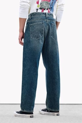 Image of SNITCH Men Casual Jeans | Baggy Fit Relaxed Wide-Leg Design | 100% Cotton Woven Denim with Light Fading for Street & Casual Wear