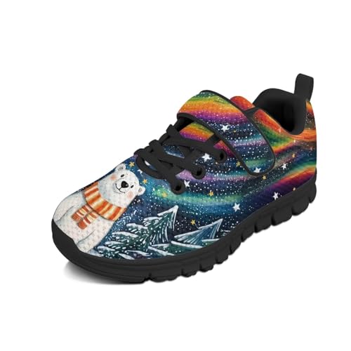 Boys Girls Shoes Kids Tennis Running Athletic School Sneakers for Little/Big Kid Polar Bear Rainbow Pattern - Main Image
