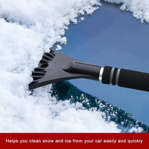 BWBWND Snow Brush with Ice Scraper for Car, 24\" Scratch Free Snow Removal Tool with Ergonomic Foam Grip, 2 in 1 Detachable Ice Scraper & Brush for Vehicle Windows/Windshield (Yellow)