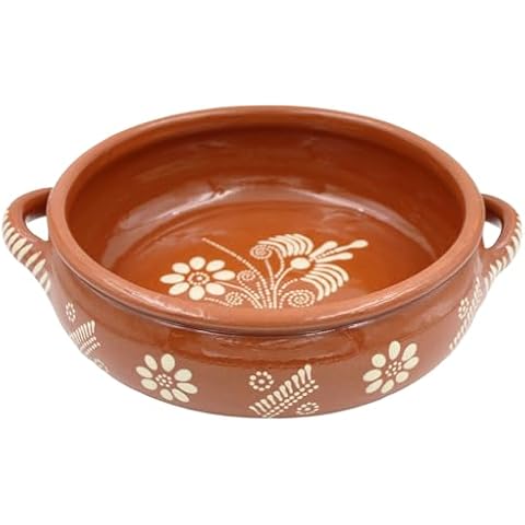 Ceramica Edgar Picas Traditional Portuguese Hand-painted Vintage Clay Terracotta Cooking Pot Cazuela (N.2 7" Diameter) Cover