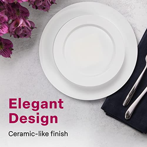 60 White Plastic Plates Disposable, Heavy Duty Plastic Plates For Party - 30 Dinner Plates 10.25" + 30 Salad Dessert Appetizer Plates 7.5", Premium Hard Party Plate Elegant Wedding Holidays Parties #TOP3