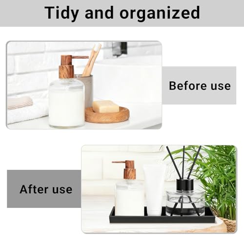 TAIVIN 2 Stück Badezimmer Tablett,Deko Ablageschale aus Schwarz Silikon,20 x 10 cm Rechteckige Tabletts,Geeignet für Bad,Küchen,Schminktische und Wohnzimmer