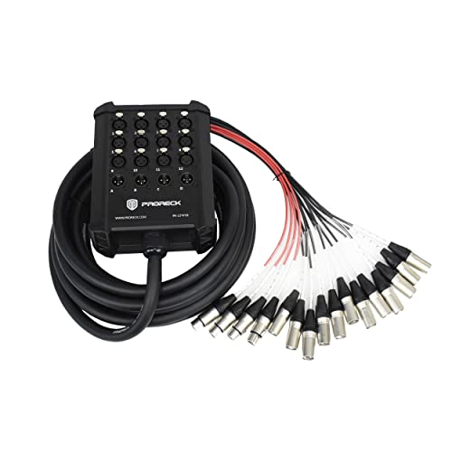 PRORECK 12-Channel Low Profile XLR Send Circuit Board Snake Cables, XLR Splitter Cable for Live, Recording, Stage, Studio, 25 Feet Long (PR-12 * 4 * 25)