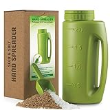 Handheld Spreader, Spot Seed Spreader Bottle (67 OZ) For Grass Seed, Earth Food, Fertilizer - Salt Spreader For Snow And Ice Ice Melt,- Adjustable Opening Sizes, Seeds Up To 500 SQ FT + Scoop Included