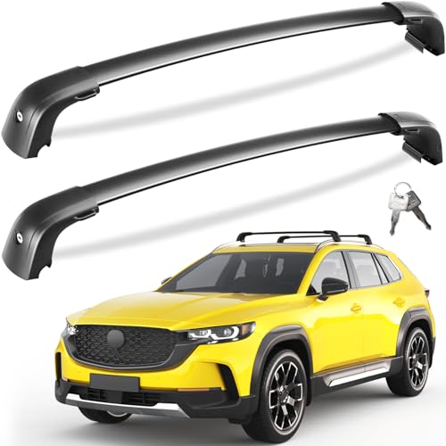 Tuyoung 300lbs Roof Racks Cross Bars Fit for Mazda CX50 CX-50 Hybrid 2023 2024 2025 2026 with Flush Side Rails Lockable Heavy Duty Aluminum Crossbar Roof Rail Cargo Carrier Rooftop Black Accessories