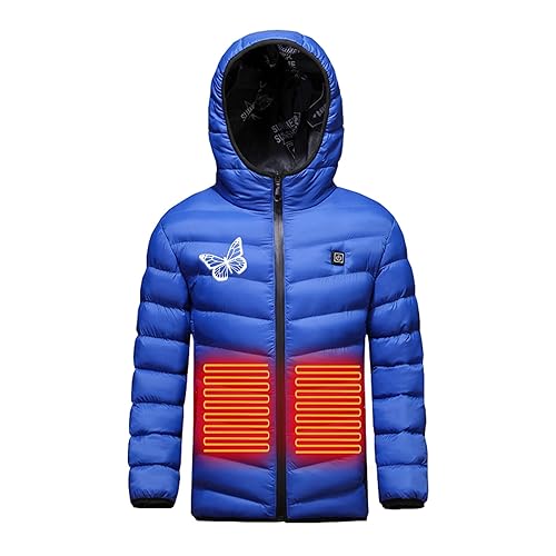 Heated Jackets for Boys Girls, USB Rechargeable Electric Hooded Heated Jacket Heating Warm Coat Waterproof Outwear4