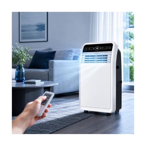 PINCHU Climatiseur Portable, Climatiseur Mobile 12000 BTU, 3 en 1 Réversible, Refroidisseur d'air avec Tuyau d'évacuation, Minuterie 24H, 3 Vitesses, Télécommande, roulettes