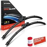 A-Premium Pack of 2 Windshield Wiper Blades with Wear Indicator & Towel - Compatible with BMW 525i, 525xi, 528i 535i xDrive, 528xi, 530i, 530xi, 535xi - 24' and 22', TL2 Button/TL2/PTB Connector