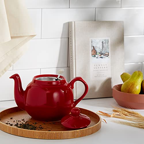 London Pottery 73260 Farmhouse Loose Leaf Teapot with Infuser, Ceramic, Crimson, 4 Cup (1.2 Litre) - Image 2