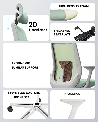 Dripex Mesh Office Chair For Home, Ergonomic Desk Chair With Arms/Lumbar Support/Mesh Back/Adjustable Headrest & Height/Wheels, Computer Chairs Tilt Reclining Swivel Rolling Chair, Mint Green #TOP5