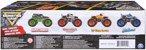 Monster Jam, All Stars 4-Pack Monster Trucks, Official Grave Digger, Megalodon, Dalmatian and El Toro Loco 1:64 Scale, Kids Toys for Boys Ages 3 and up — view 6