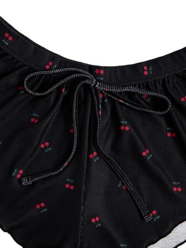 Image of MakeMeChic Women's Pajama Bottoms Floral Print Tie Front Micro Short Side Slit Summer Lounge Shorts