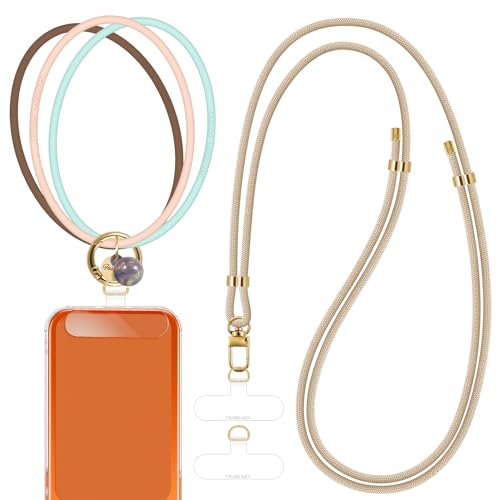 ROCONTRIP Phone Lanyard Crossbody and Silicone Phone Wrist Strap Set Adjustable Anti Theft Phones Neck Strap Colourful Rope Lanyard with 2 TPU Patches