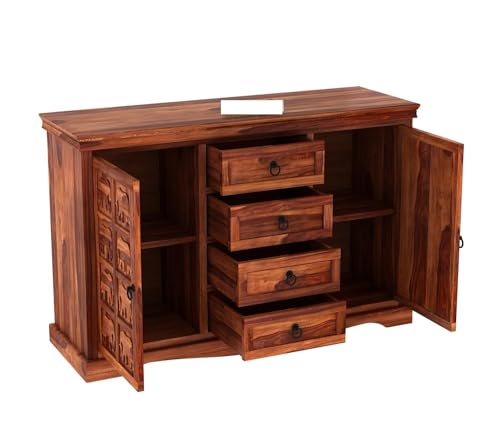 Image of Solid Sheesham Wood Wooden Chest (Carl)