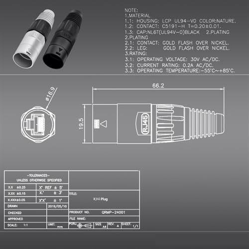 Conector RJ45 macho para reparar cables Ethernet de internet, kit de 10 piezas A1012 4
