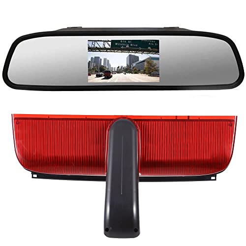 Dynavsal 【Monitor de espejo retrovisor de 4,3 pulgadas + transpoter】 Juego de cámara trasera HD para Ford Transit Connect 2 II/XL Cargo Titanium Fitger (2014 – 2022) Van luz de freno, luz de freno