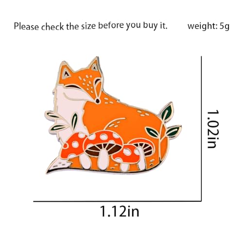 Image of Enamel Pin,Orange Fox And Mushroom Lapel Pin,Cute Cartoon Animal Badge,Nature Lover Brooch,Gift For Teens Friends Family,DIY Decor,Denim Jacket Canvas Bag Backpack Shirt Collar Accessory