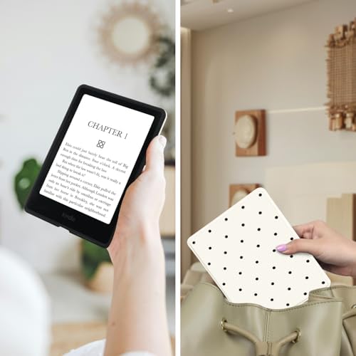 AdorableWhimsy Cute Polka Dot Case for 6.8" Kindle Paperwhite 11th Generation 2021 Release with Hand Strap Slim Premium PU Textured Leather Folio Cover Protective e-Reader Case with Auto Sleep/Wake — view 5