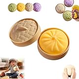 Giant Glitter Dumpling, Giant Dumpling Squishy, Slow Rising TPR Fidget Toy with Steamer Case, Soft Large Sensory Ball for Adults & Kids, for Sensory Play (Yellow)