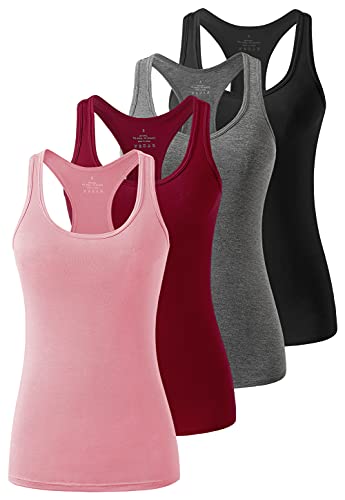 Image of Femdouce Workout Tank Tops for Women Basic Racerback Tank Top Soft Athletic Sleeveless Yoga Shirts -4Pack