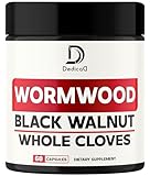 Wormwood Capsules with 12 Herbs Blended Black Walnut Leaves, Ginger Root, Turmeric Curcumin Root, Black Pepper & More - Support Digestion Health, Immune System & Overall Health