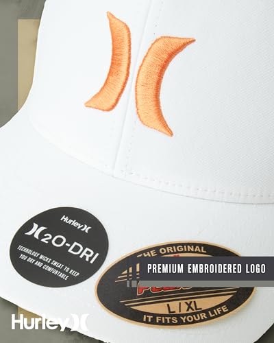 Image of Hurley Mens Baseball Cap - Moisture Wicking Curved Brim Flexfit Fitted Hats for Men with H2O-Dri Sweatband (Sizes: S-XL)