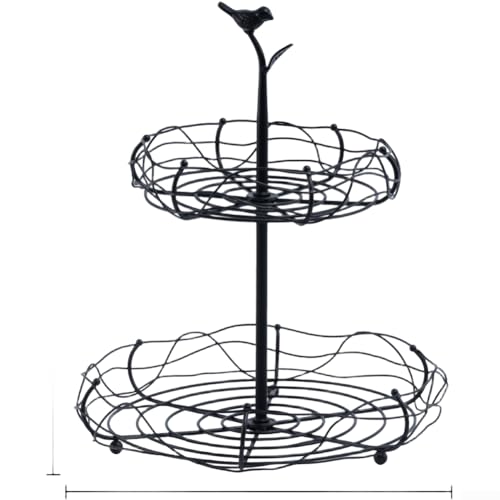 Cesta de frutas de estilo nórdico en metal resistente con estante de dos capas 2