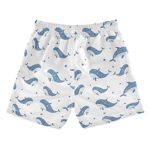 ALAZA Whale Fish Polka Dot White Boys Quick Dry Beach Board Shorts Kids Swim Trunks Bathing Suit Swimsuit2