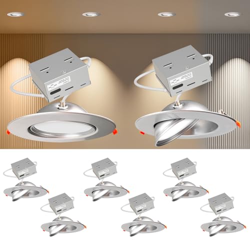 Lightdot 6 Pack 6 Inch LED Gimbal Recessed Lighting, 360°+90°
