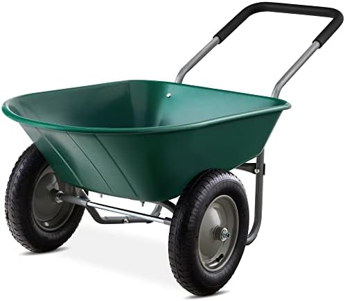 Best Choice Products Dual Wheel Home Yard Rover Wheelbarrow Garden Cart