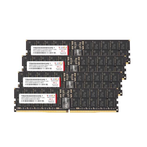 Image of V-Color DDR5 256GB (64GBx4) 6000MHz CL34 4Gx4 2Rx4 OC R-DIMM (Overclocking ECC Registered DIMM) 1.25V Memory Ram for TRX50 Workstation (AMD Expo) (TRA564G60D434Q)