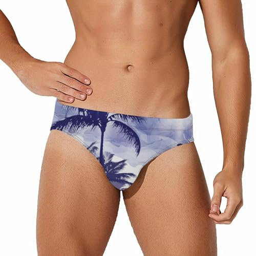 Palm Trees Mens Swim Briefs Quick Dry Swimming Trunks Training Swimsuit Low Rise Swimwear - Main Image
