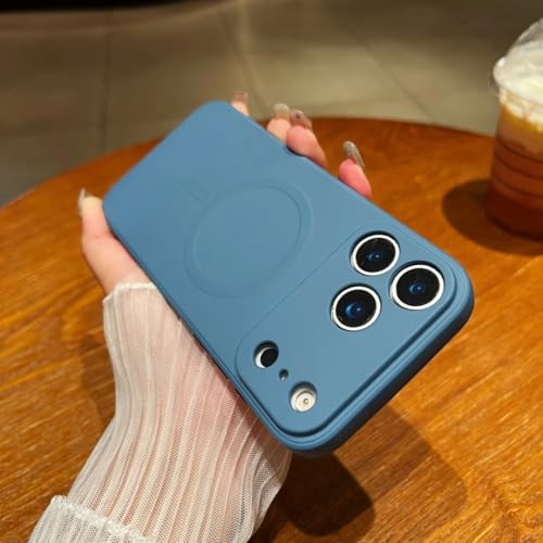 Coque silicone liquide antichoc pour iPhone 16 et 17 Pro Max avec support magnétique mat