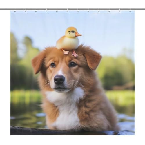 Rideau de douche chien en polyester de qualité supérieure 183x183cm lavable - 7