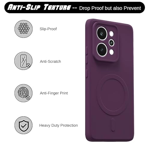 Image of Back Cover Compatible With Realme P4 Power 5G | MagFit Ring Design (Non-Magnetic) | Shockproof Case | Anti-Slip Grip | Raised Camera Edges | Slim Protective Case for Realme P4 Power 5G(Purple)