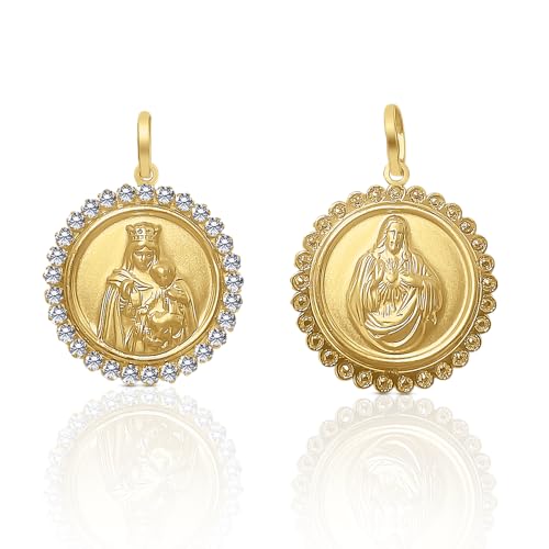 Médaille scapulaire or sterling et zircons | Bijou spirituel de haute joaillerie
