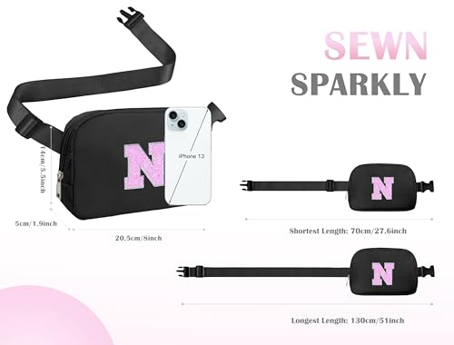 Image of COSHAYSOO Initial Letter Fanny Pack for Girls Personalized Christmas Birthday Gifts for 6 7 8 9 10 11 12 Year Old Teen Girl, Girly Fashion Crossbody Purse Belt Bag Preteen Tween Trendy Stuff Black N