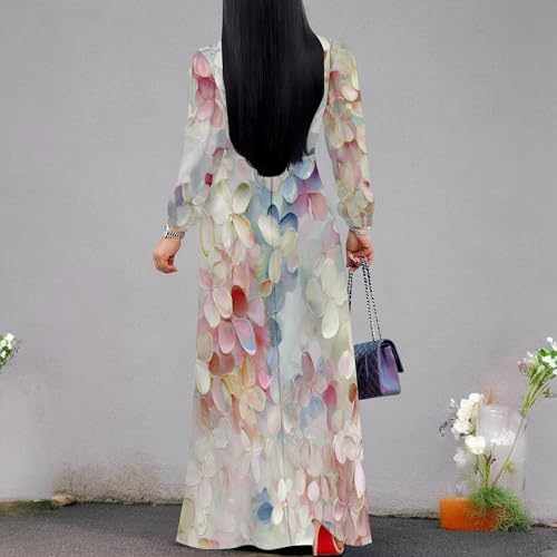 Image of SUZONANA Plus Size Dresses for Women Floral Print Maxi Dress Flowy 3 /4 Sleeve with Belt